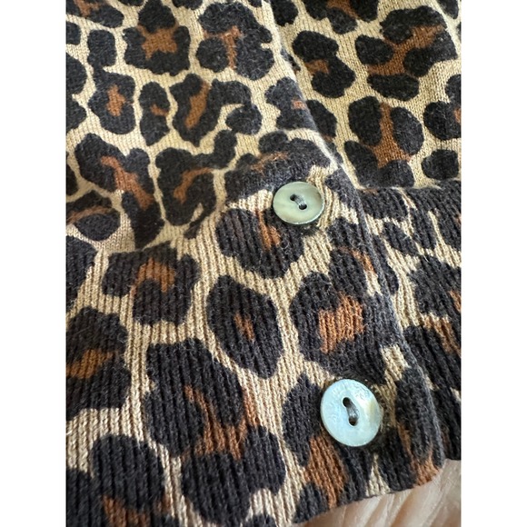Lands End Womens XL Petite Leopard Print 100% Supima Cotton Cardigan Sweater - Picture 4 of 7